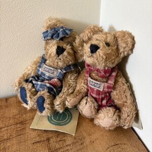 The Boyds Collection Boy & Girl Twin Plaid Bears Vintage Plush Stuffed Animals